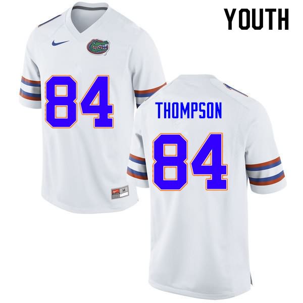 Youth NCAA Florida Gators Trey Thompson #84 Stitched Authentic Nike White College Football Jersey NAT0365GF